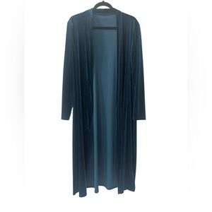 Elegant Blue Velvet Duster Cardigan